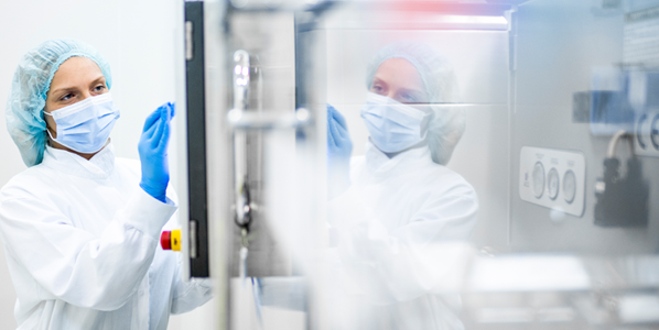woman scientist working in a lob