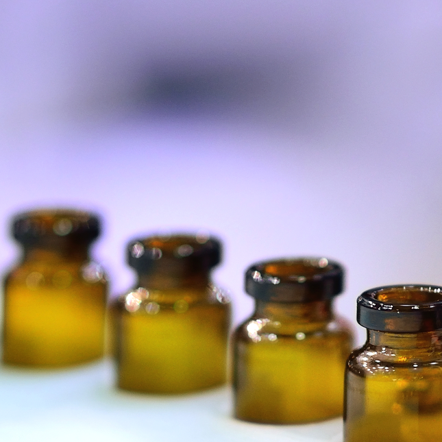 line of medicine vials